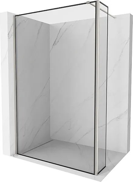 Mexen Kioto ścianka prysznicowa Walk-in 150 x 40 cm, czarna ramka, nikiel szczotkowany - 800-150-212-97-70-040