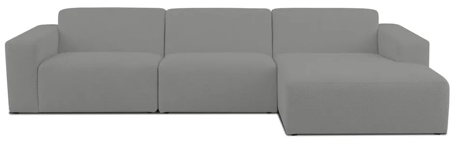 Szary narożnik z materiału bouclé (prawostronny) Roxy – Scandic
