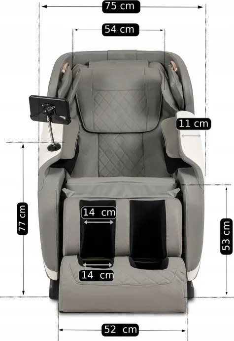 Fotel Masujący VX MAX Wypoczynkowy Relaksacyjny Szary Ekoskóra Nowoczesny