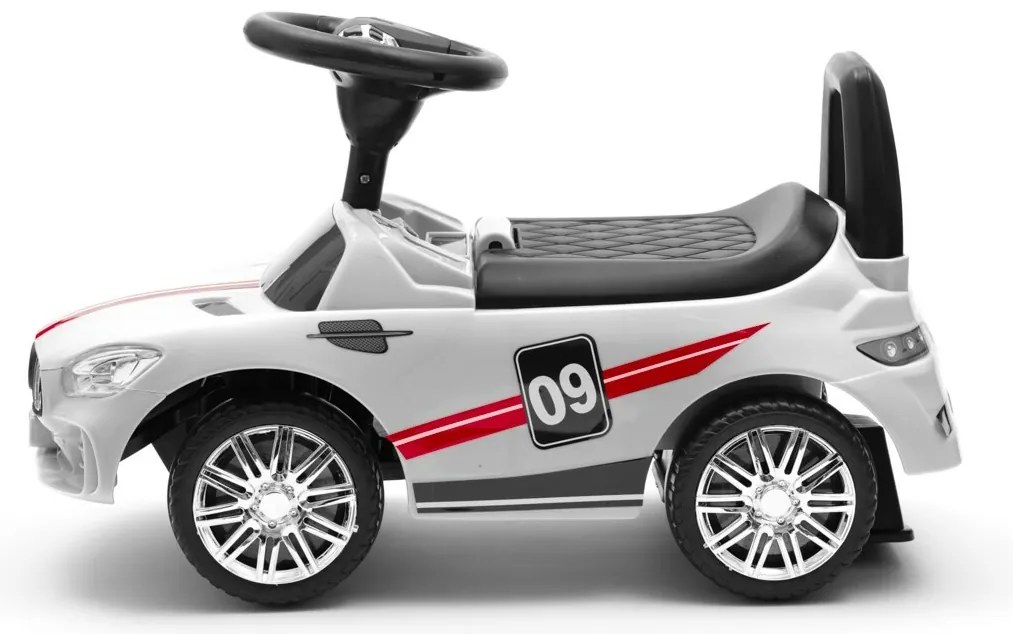 Baby Mix Odpychacz dla dzieci z dźwiękiem Racer, biały