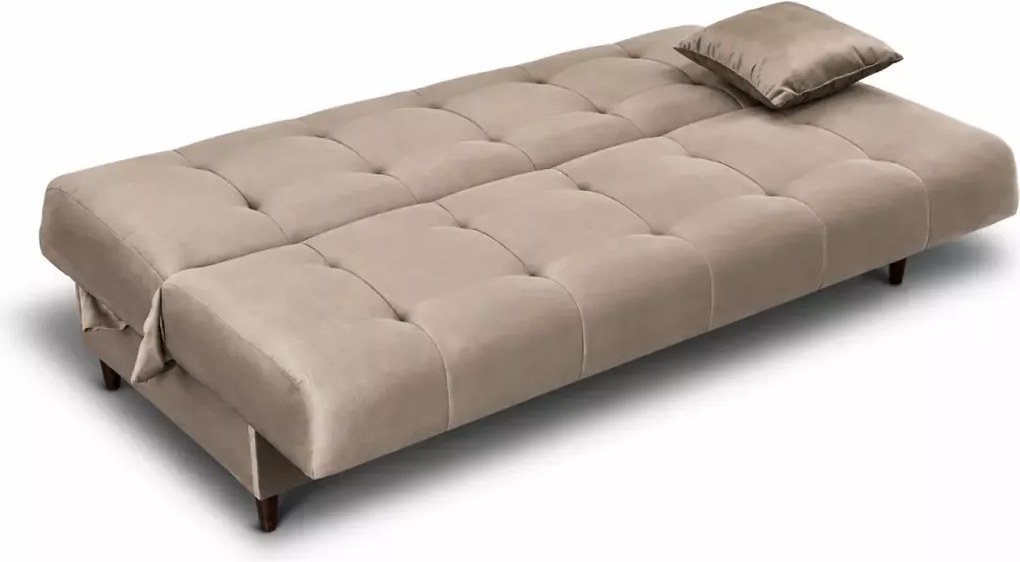 Sofa rozkładana Cypria z pojemnikiem na pościel i funkcją spania – welur Paros, elegancka