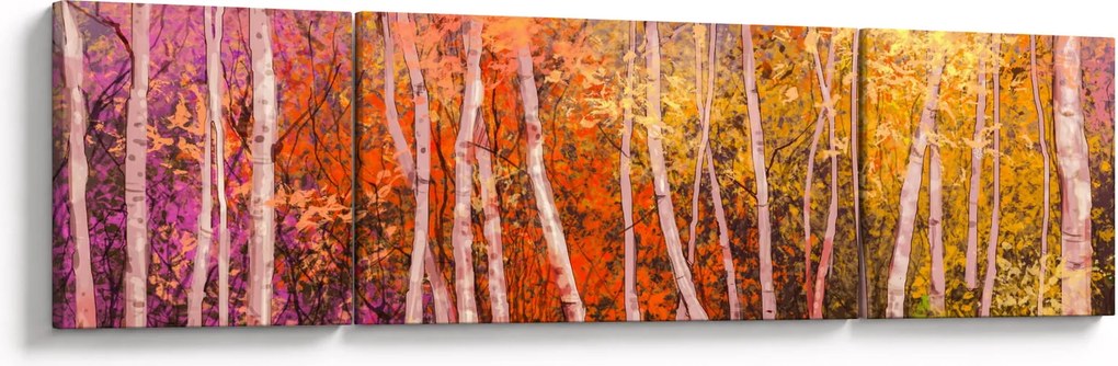 Obraz kolorowego lasu (170x50 cm)