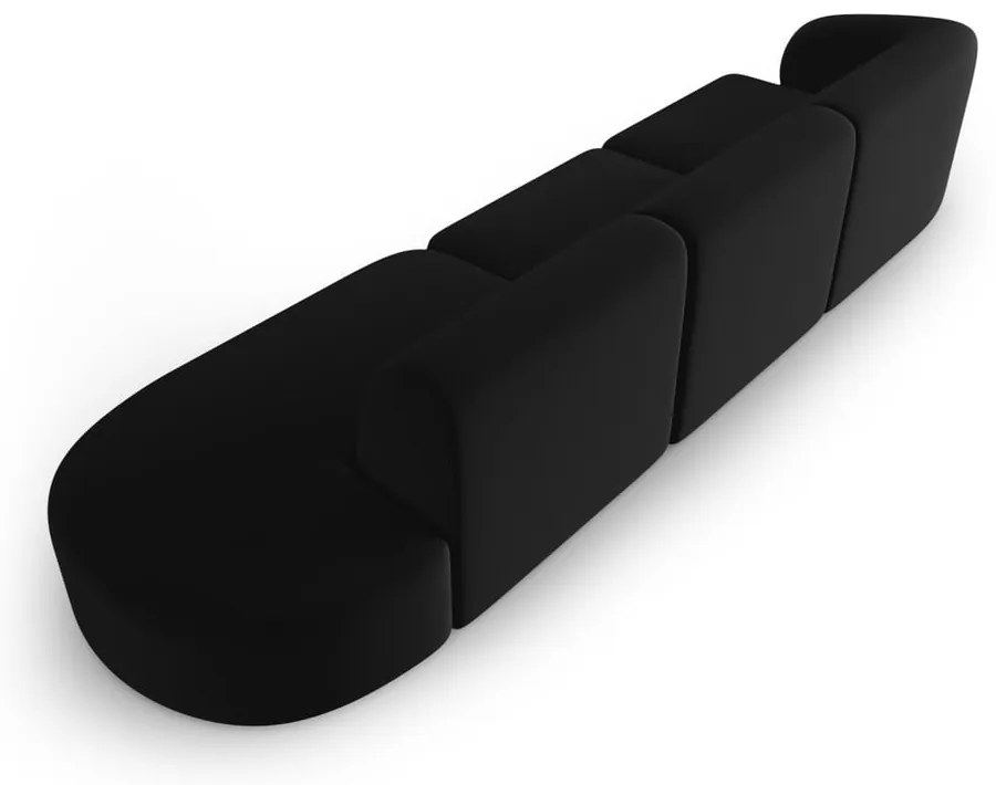 Czarna aksamitna sofa lewostronna 311 cm Paolo – Milo Casa