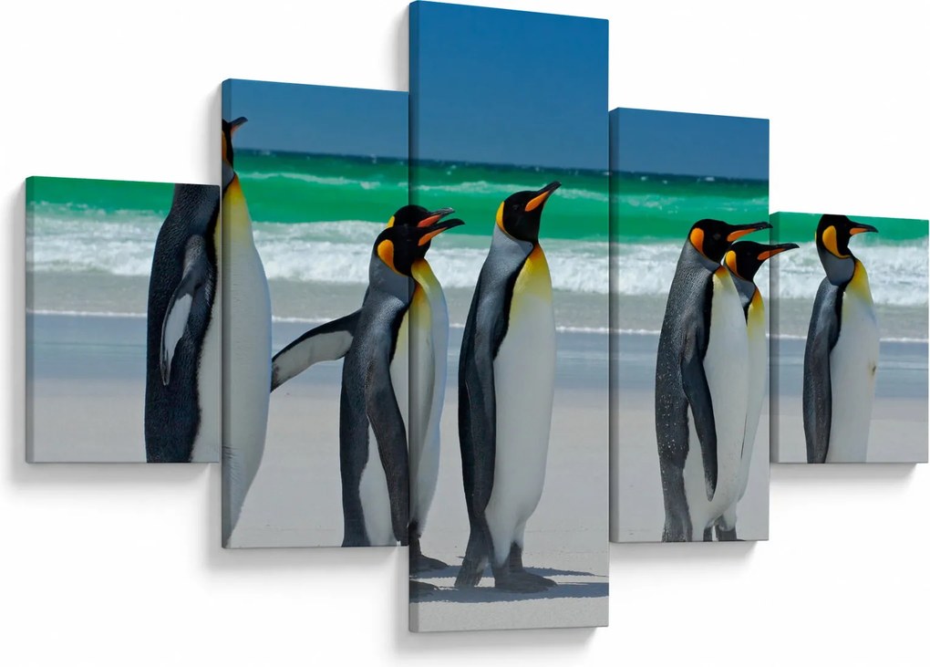Obraz - Grupa Pingwinów królewskich (125x70 cm)