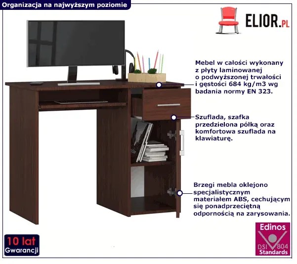 Klasyczne Biurko Z Szafką Wenge C7-W68
