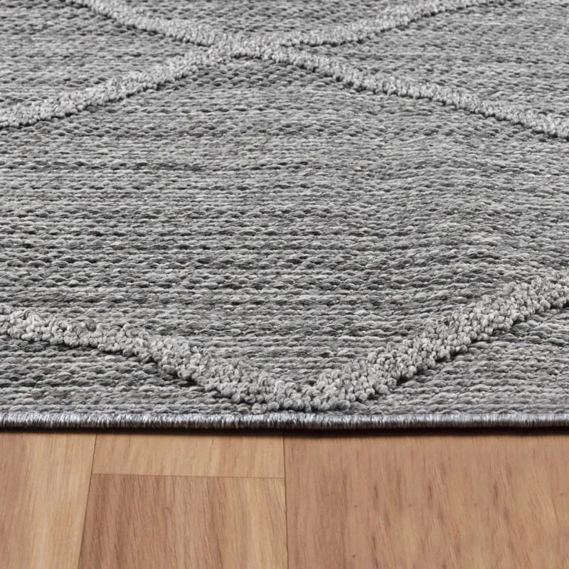 Dywan zewnętrzny sznurkowy Patara Romby szary 80 cm x 250 cm