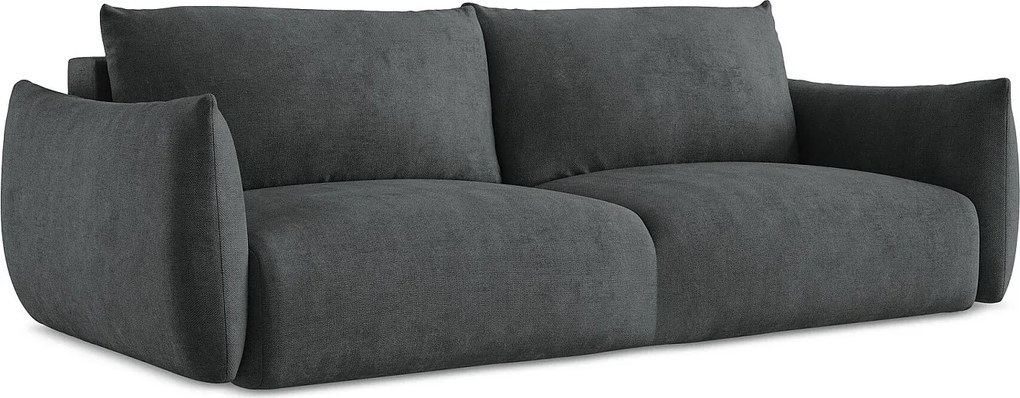Kanapa 3-osobowa z funkcją spania - z tkaniny szenilowej - ciemny szary - LEILA