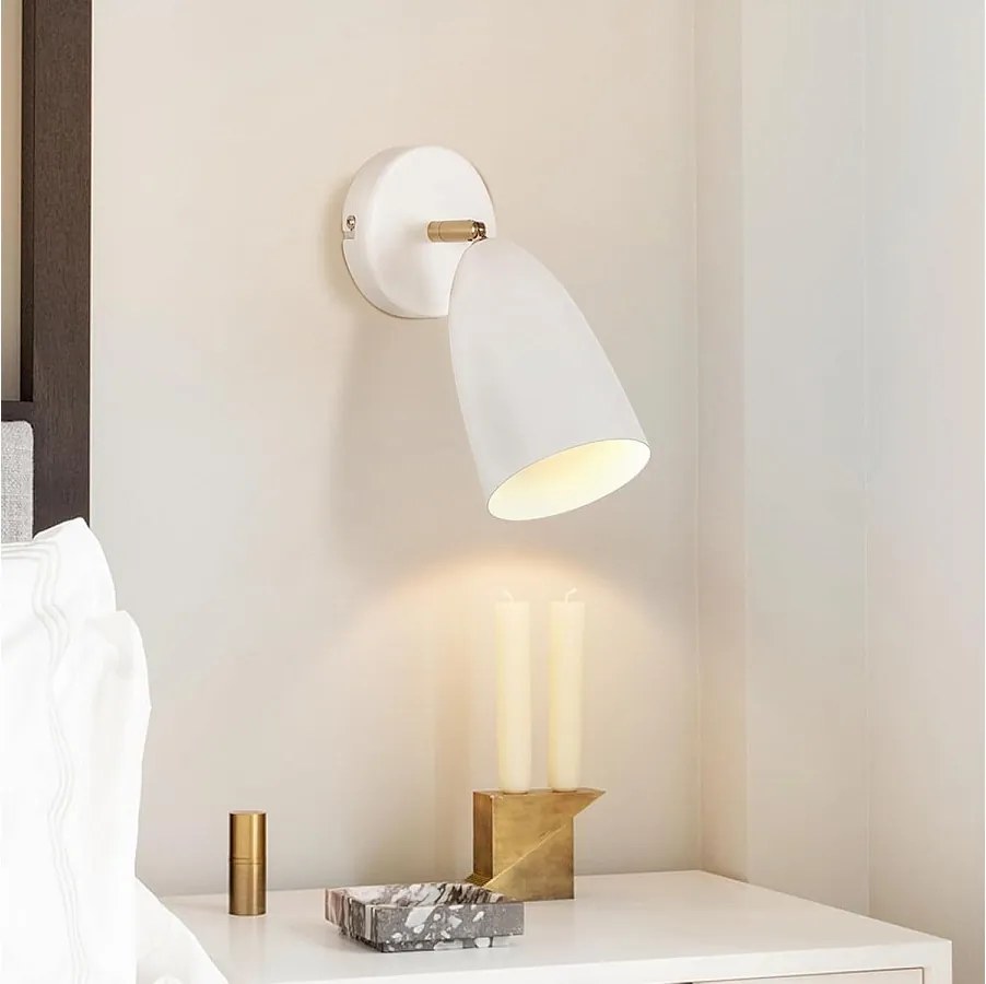 NETTLIFE Biały kinkiet wewnętrzny - punkt ścienny w stylu vintage do sypialni retro GU10