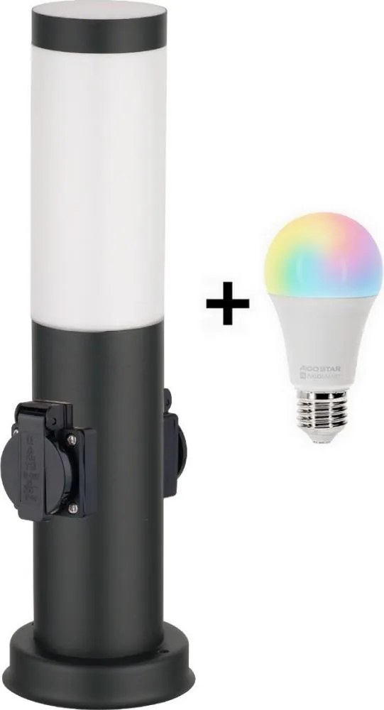 Brilagi - Lampa zewnętrzna LED RGBW z 2 gniazdami 1xE27/15W/230V 40 cm IP44 czarna