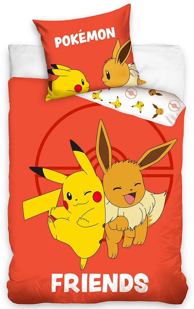 Pościel dziecięca Carbotex Pokémon Eevee i Pikachu, 140 x 200 cm, 70 x 90 cm