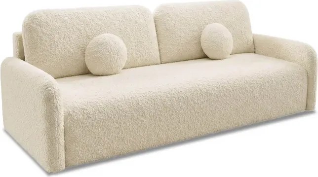 Sofa DUO Rozkładana Dwuosobowa Beżowa Boucle Japandi