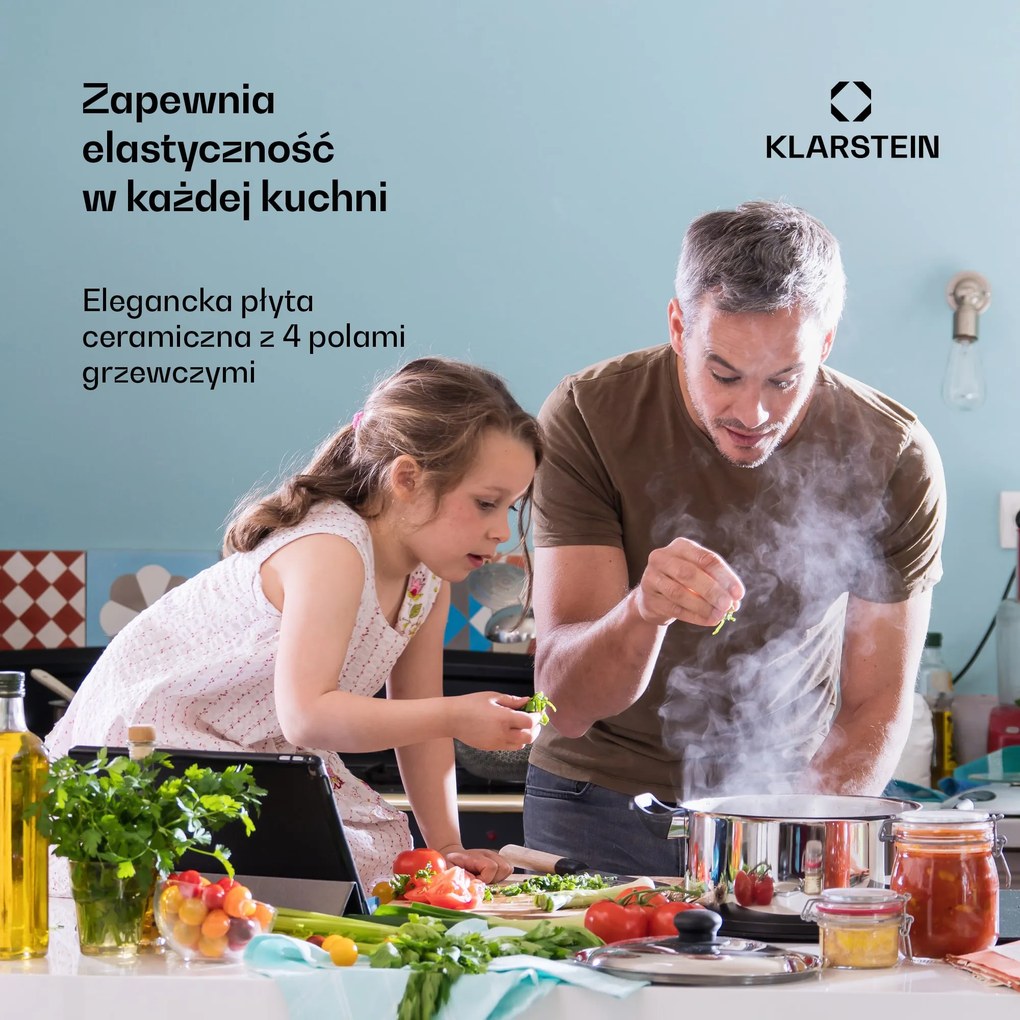 Klarstein EasyCook Dual 60cm Płyta szklano-ceramiczna 4 Strefy gotowania Czarny