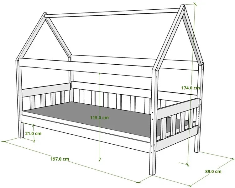 Białe drewniane łóżko ze stelażem dla dziecka C9-W73