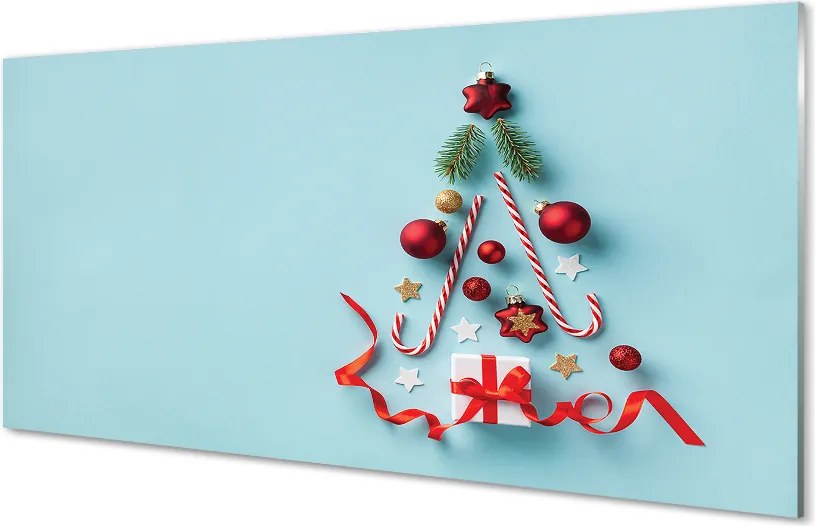 Panel szklany do Kuchni Świąteczne Słodycze i Bombki