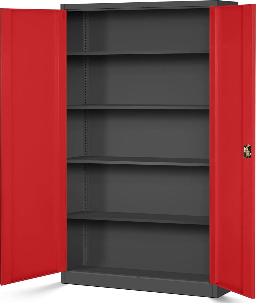 Szafa biurowa na akta szeroka Jan II 115x40x185 cm antracyt/czerwony