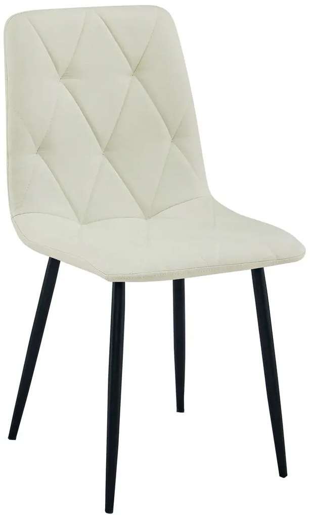Beżowe krzesło tapicerowane z czarnymi nogami D0-M97
