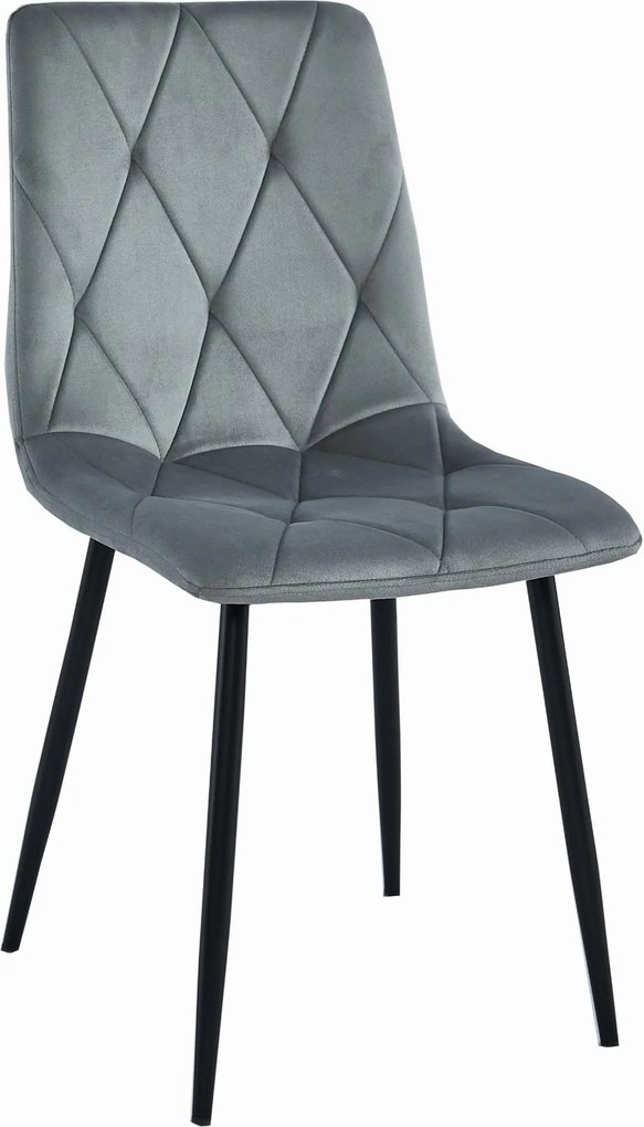 PROMOCJA Szare aksamitne krzesło jadalniane LIBRA z czarnymi nogami II gatunek