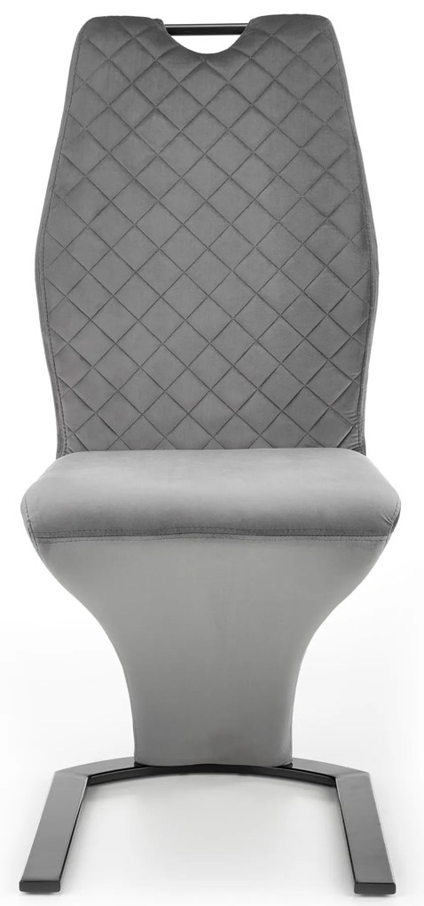 Krzesło tapicerowane szare welurowe, pikowane K442