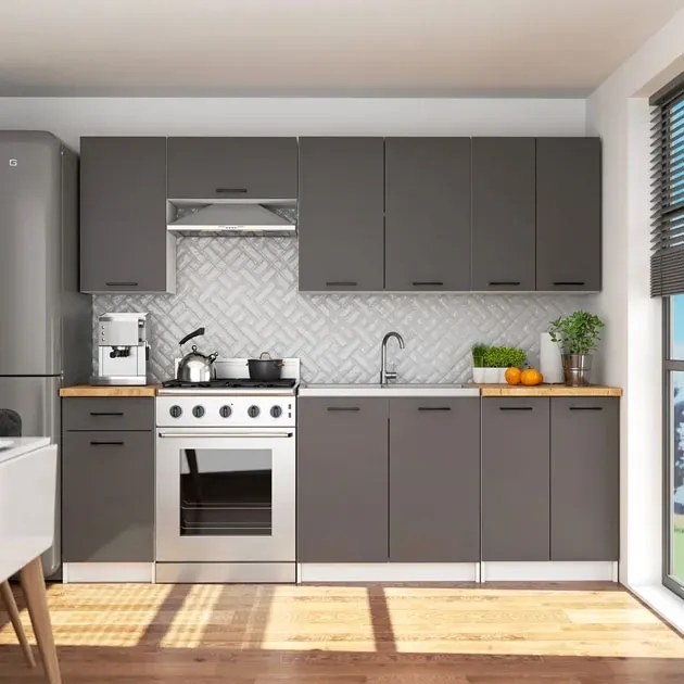 Szara nowoczesna górna szafka do kuchni 80 cm A0-L08