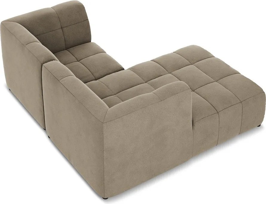 Brązowy aksamitny narożnik (lewostronny/z szezlongiem) Aloha – Makamii