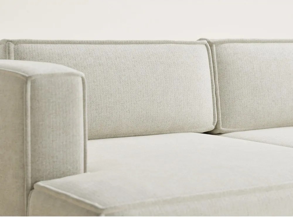 Kremowy rozkładany narożnik ze schowkiem z tkaniny szenilowej (lewostronny/z szezlongiem) Velto – Maison de Rêve