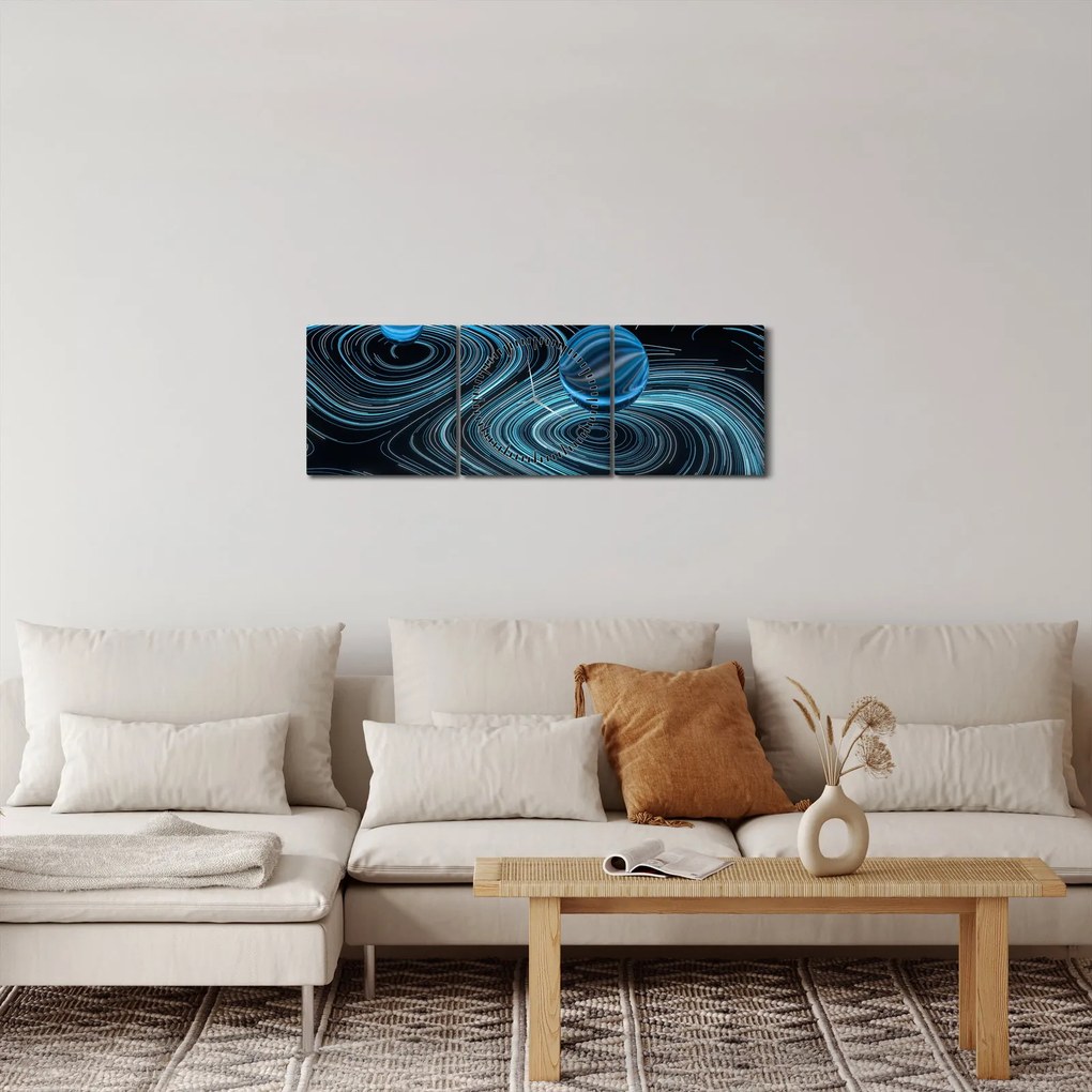Abstrakcyjny obraz (z zegarem) (90x30 cm)