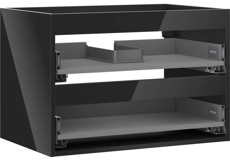 Mexen Box-A korpus szafki podumywalkowej 70 cm, 2 szuflady, czarny połysk - 91AX0-0700-470-2-70