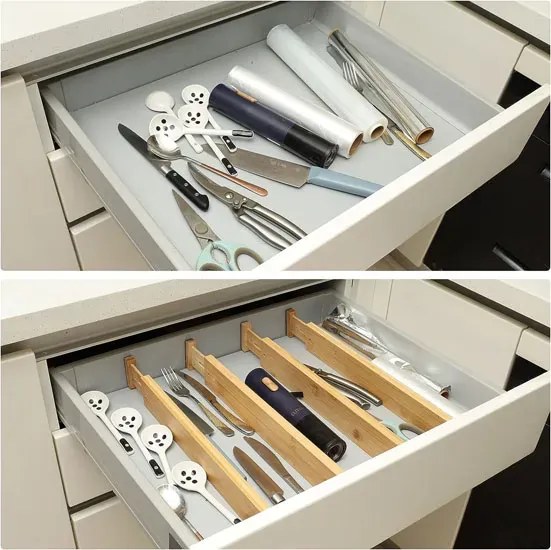 Zestaw 4 Bambusowych Przegród Do Szuflady L3-C18