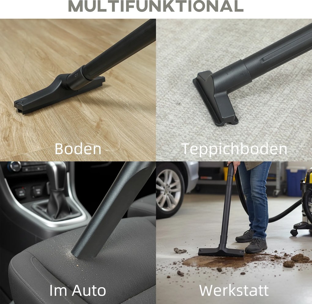 HOMCOM odkurzacz na mokro i sucho, na kółkach, potrójny system filtrów, 20 L zbiornik na kurz