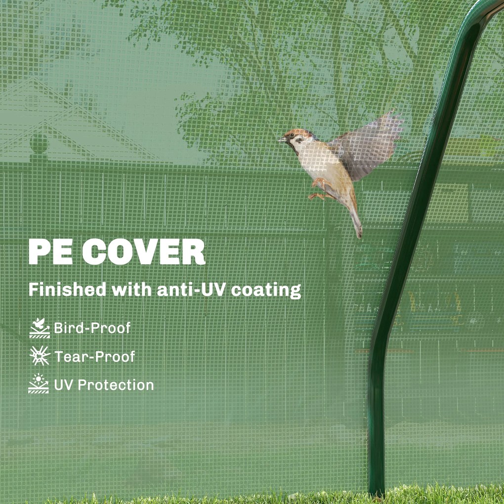 Outsunny Szklarnia, szklarnia z drzwiami, inspekt, dom dla roślin, hodowla roślin, Stal, Tworzywo sztuczne, 200 x 100 x 80 cm, Zielona