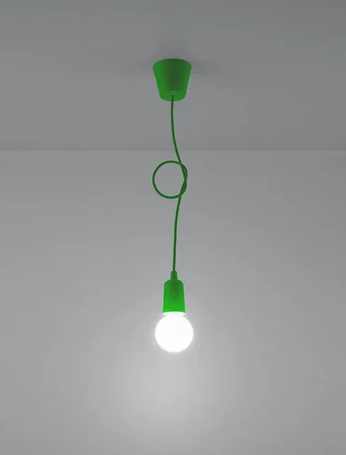 Zielona loftowa lampa wisząca na przewodzie - EX541-Elris