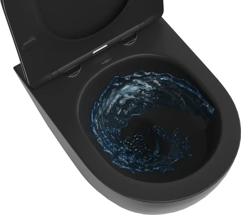 Mexen Lena miska wc Rimless Tornado z deską wolnoopadającą slim, duroplast, czarna mat - 30221085T