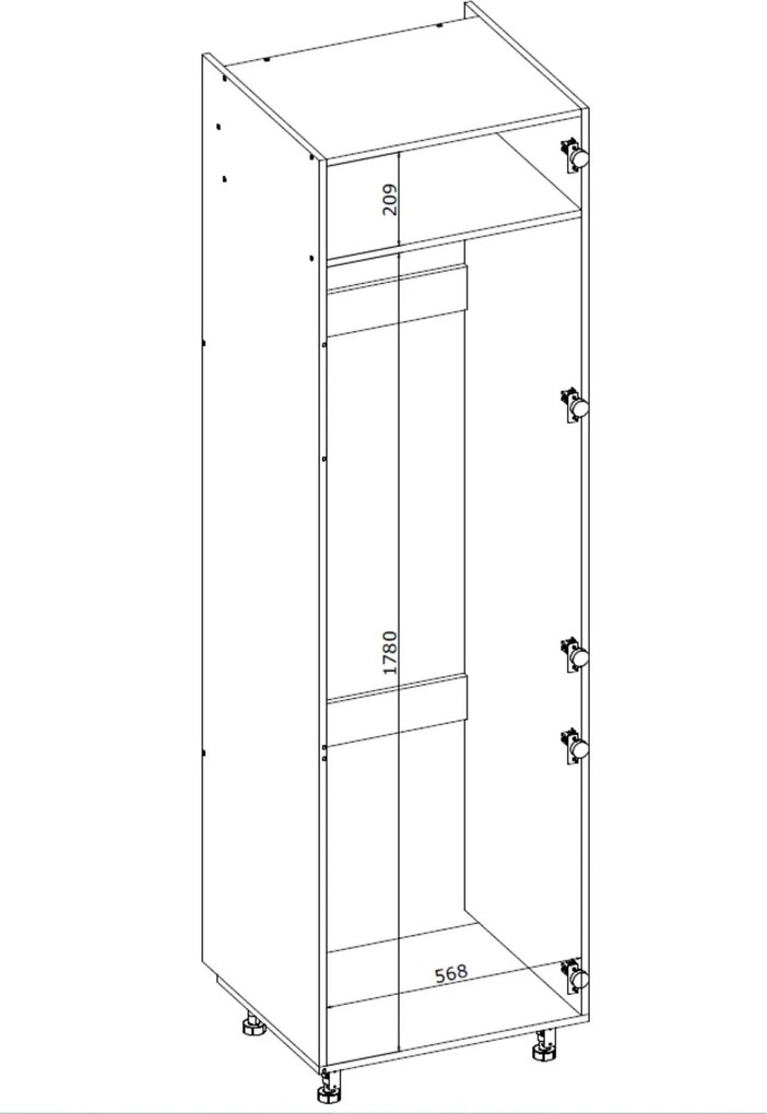 Kuchenna szafka pod zabudowę lodówki modułowa wysoka BELLA DL-60/214 beżowy połysk
