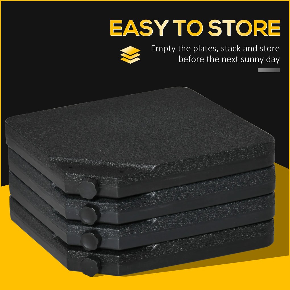 Outsunny Podstawa do parasola 4-częściowa, napełniana piaskiem/wodą do 60/70 kg | Aosom PL