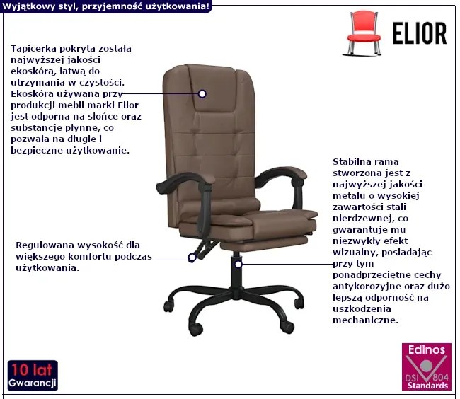 Masujące brązowe krzesło do biurka z podnóżkiem L4-M46