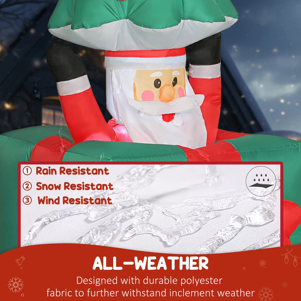 Outsunny Nadmuchiwana dekoracja świąteczna z lampkami LED, poliester, do wnętrz i na zewnątrz, Czerwony+Zielony | Aosom PL
