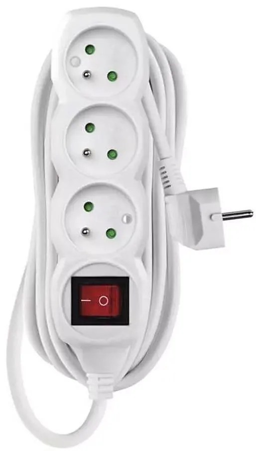Przedłużacz 3-gniazda 7m z wyłącznikiem, biały