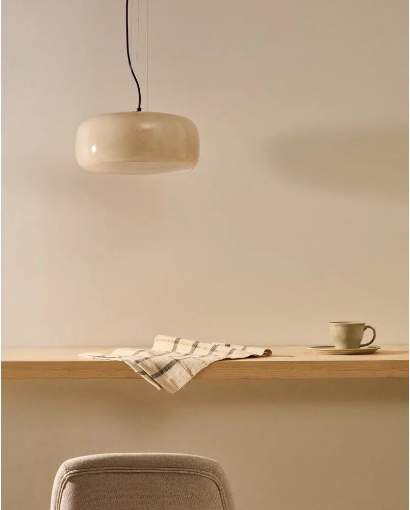 Szarobeżowa lampa wisząca LED ze szklanym kloszem ø 38 cm Reig – Kave Home