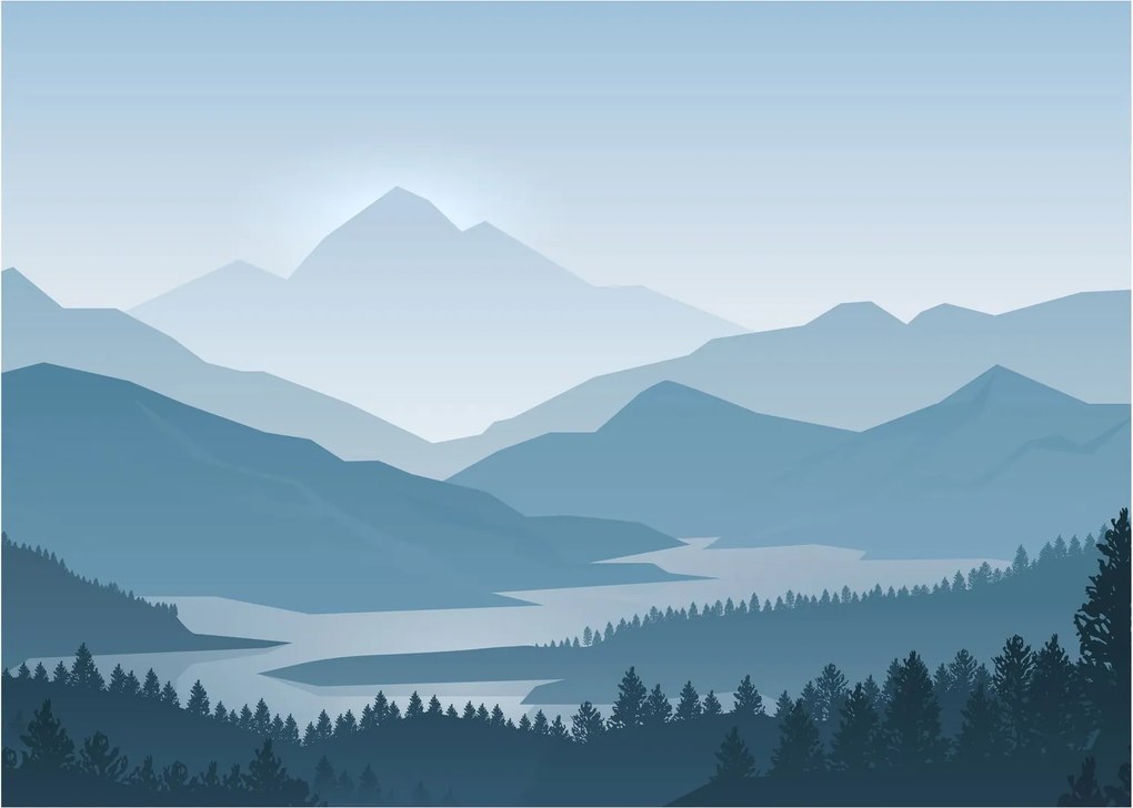 Obraz na szkle - Góry oczami grafika (70x50 cm)