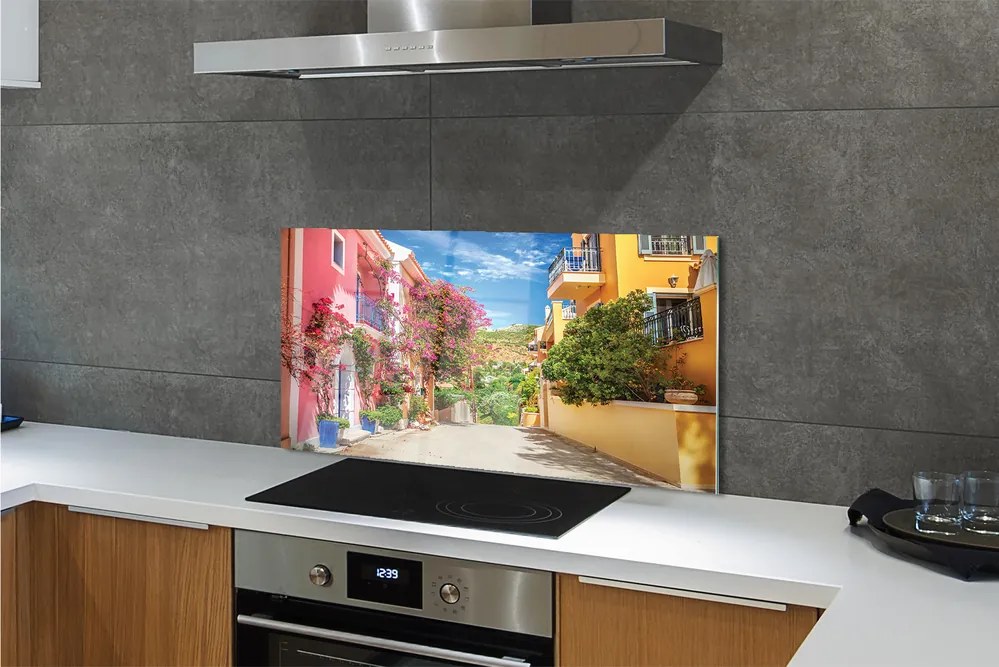 Panel Szklany Kwitnące Ogrody nad Miastem