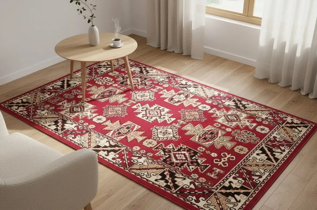 Bordowy dywan rustykalny P3-T98