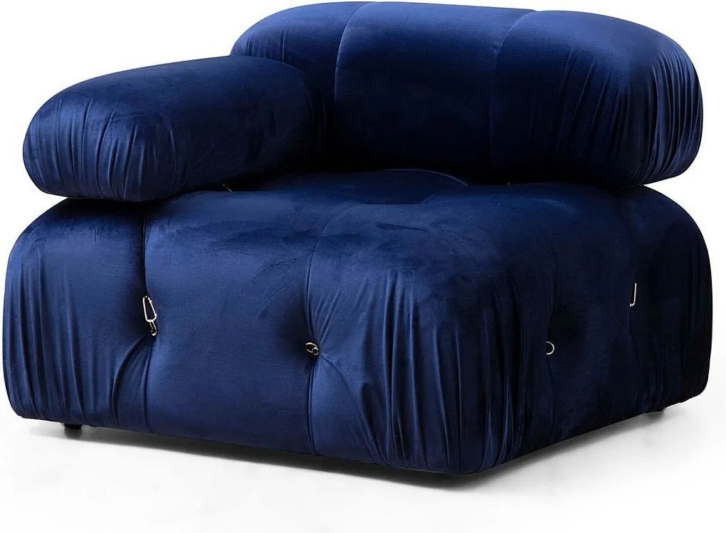 Elegancki fotel 1-osobowy, niebieski, 95x95x75 cm | Stelaż z drewna bukowego i płyty wiórowej, 100% poliester, zdejmowane oparcie i podłokietniki | Idealna para