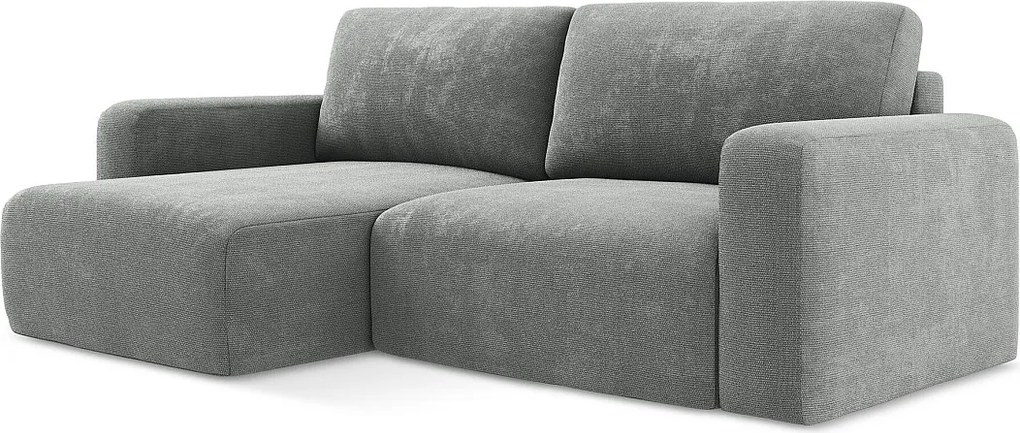 Narożnik lewostronny z funkcją spania - z tkaniny szenilowej - szary - KONA