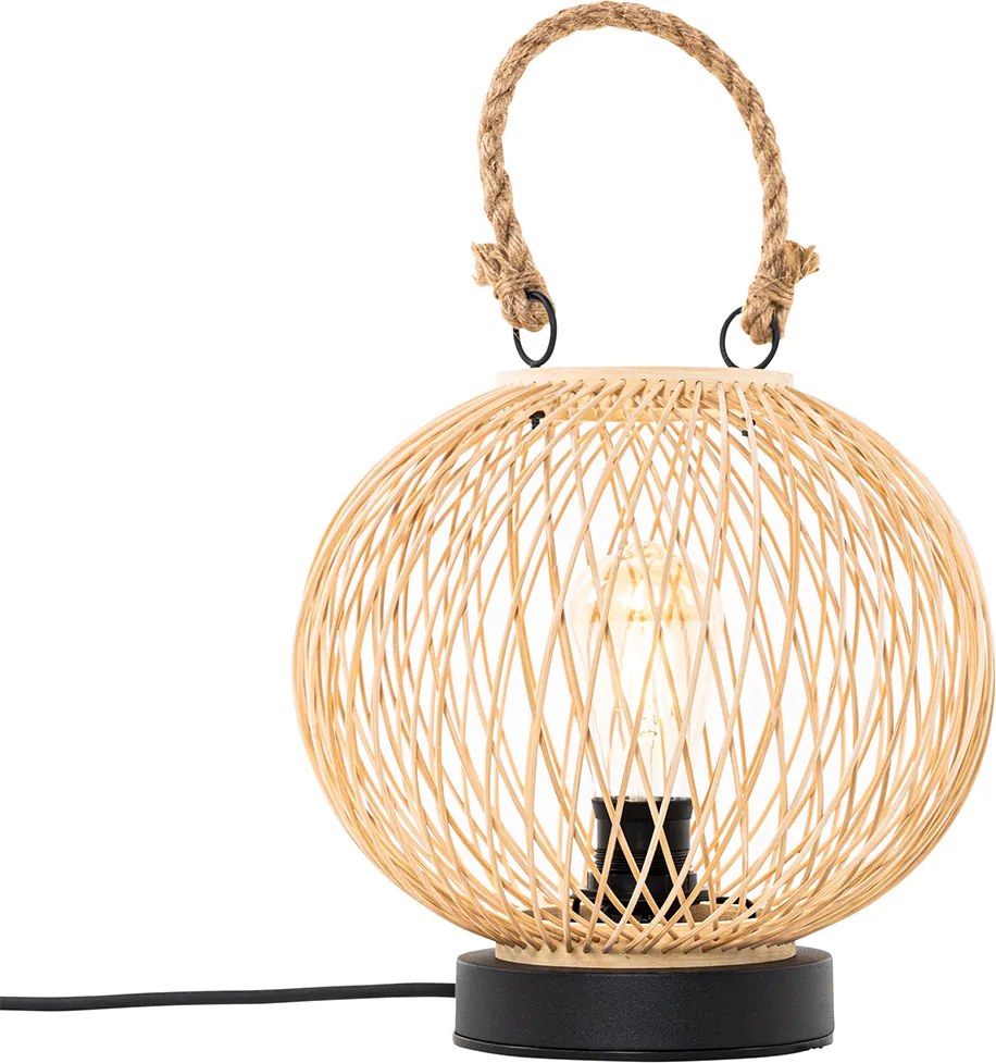 Rustykalna lampa stołowa zewnętrzna z rattanu - Calamus