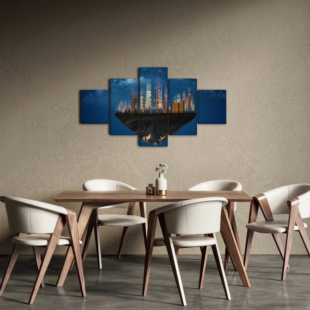 Obraz - Wielkie miasto unoszące się w kosmosie (125x70 cm)