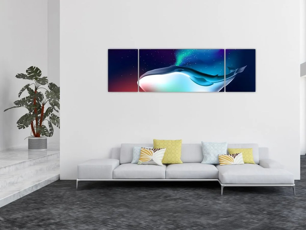 Obraz - Wieloryb w kosmosie (170x50 cm)