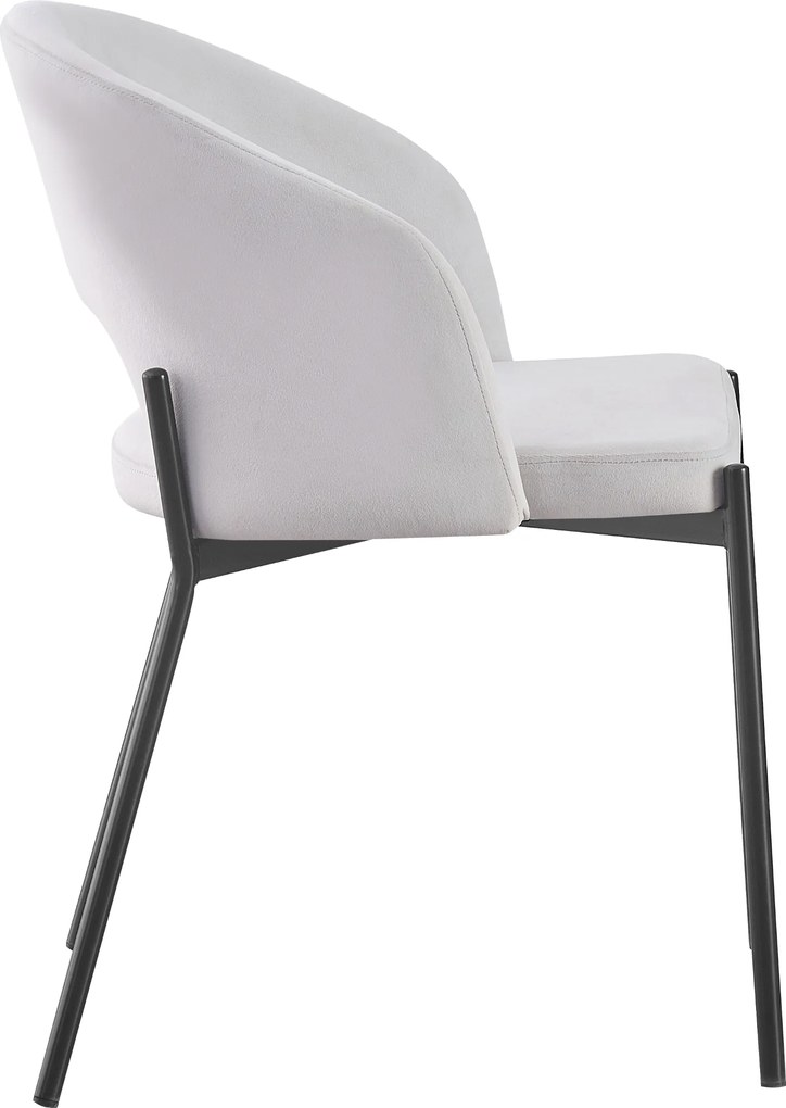 ATENA Krzesło do Jadalni Jasny Popiel, Szary, Welur z Oparciem, Czarne Nogi