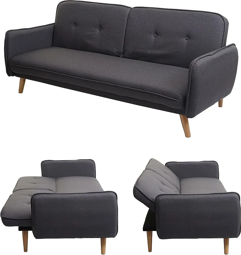Sofa rozkładana MCW-J18,  antracyt/szary