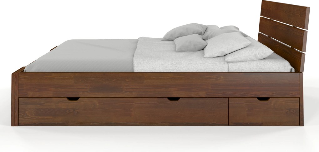 Łóżko sosnowe Visby Arhus High Drawers