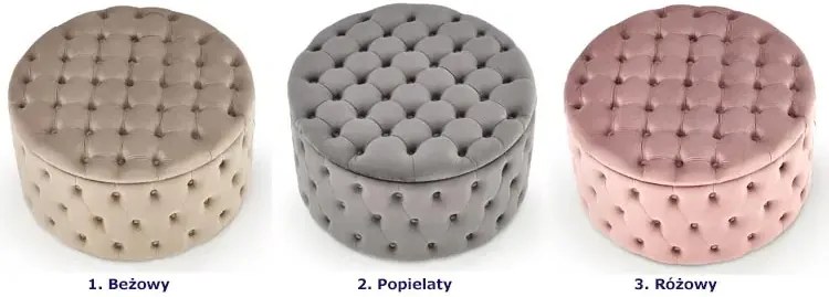 Beżowa pufa ze schowkiem w stylu glamour - Issen